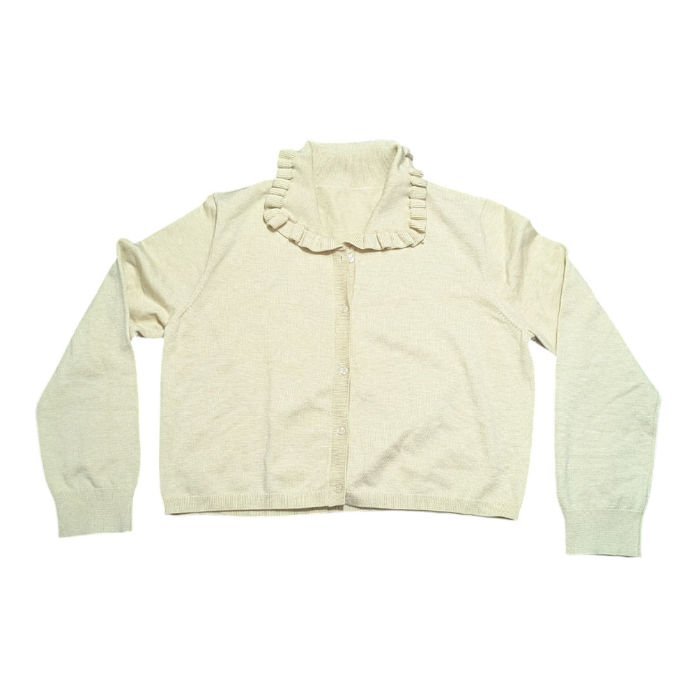 Womens Ruffle Collar Cropped Casual Button-Down Sweater - Long Sleeve - XL-NWOT